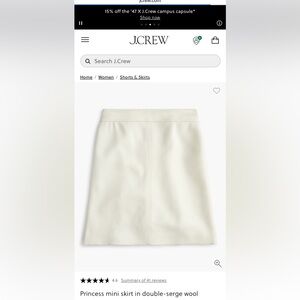 J. Crew Ivory Double-Serge Wool Mini Skirt